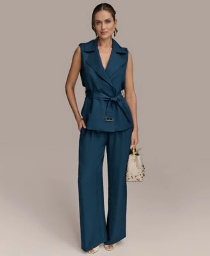 Donna Karan New York Womens Belted Vest Pull On Pants