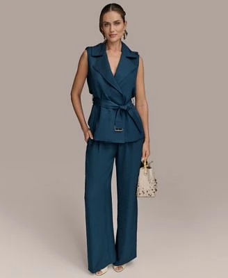 Donna Karan New York Womens Belted Vest Pull On Pants