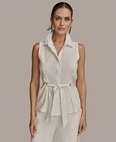Donna Karan New York Women's Sleeveless Tie-Front Collared Shirt