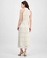 Anne Klein Women's Lace Knit Mock Neck Halter Dress