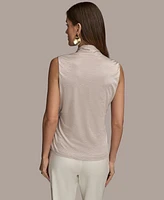 Donna Karan New York Women's Sleeveless Faux-Wrap Knit Top