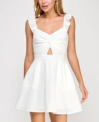 Trixxi Juniors' Flutter-Sleeve Mini Dress