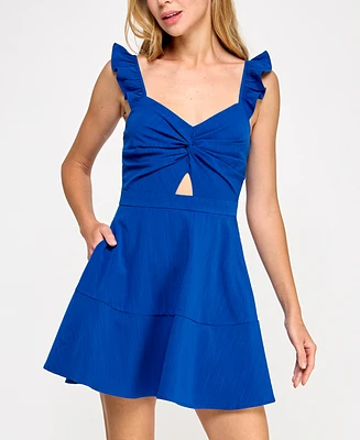 Trixxi Juniors' Flutter-Sleeve Mini Dress