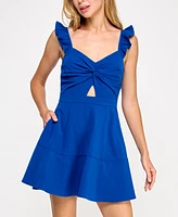 Trixxi Juniors' Flutter-Sleeve Mini Dress