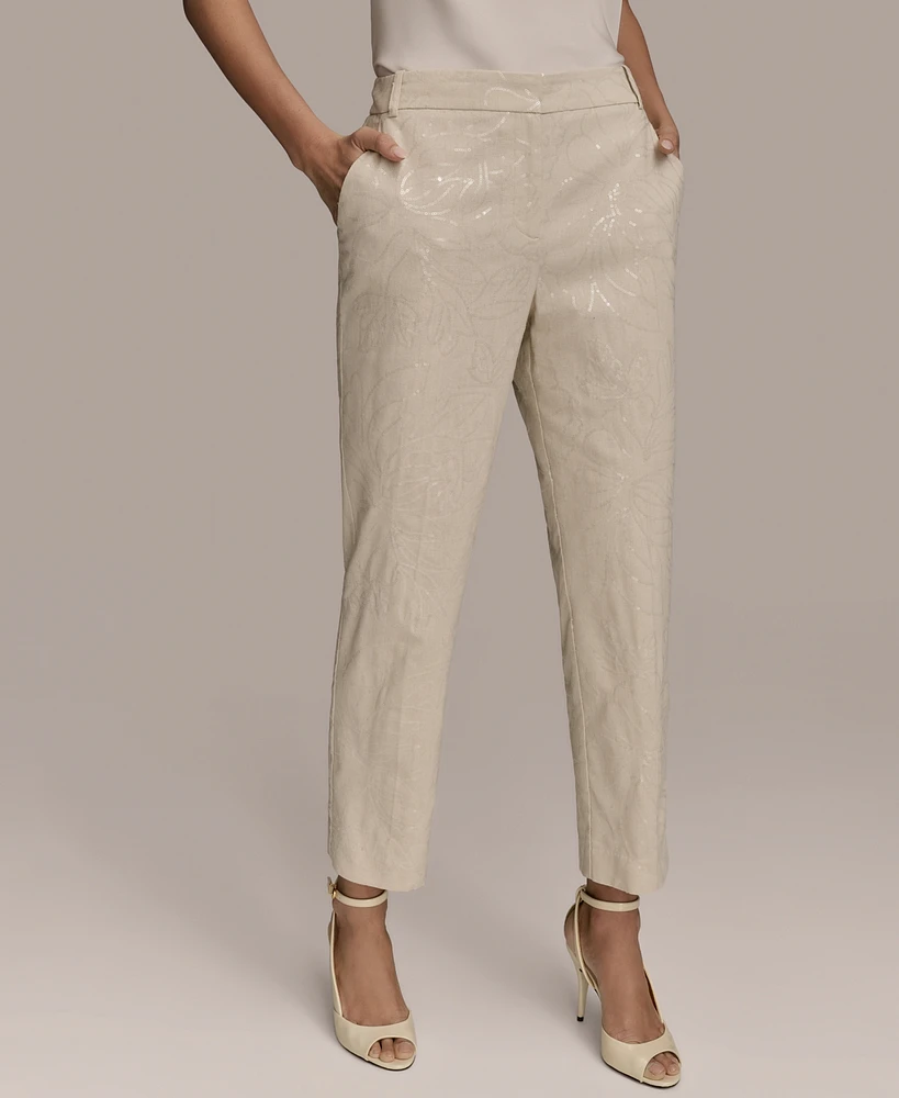 Donna Karan New York Women's Sequin Embellished Linen-Blend Pants