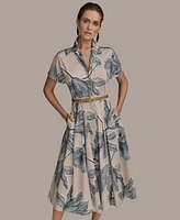Donna Karan New York Women's Belted Floral Shirtdress