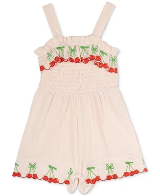 Rare Editions Baby Girls Cotton Cherry Embroidered Romper