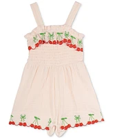 Rare Editions Baby Girls Cotton Cherry Embroidered Romper