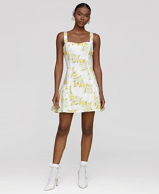 Avec Les Filles Women's Printed Sleeveless Mini Dress
