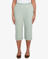Alfred Dunner Women's Santa Fe Relaxed Crochet Hem Capri Pants