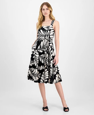 Anne Klein Women's Printed Linen Fit & Flare Dress