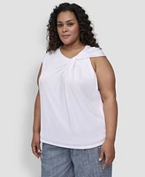 Dkny Plus Twisted-Neck Sleeveless Blouse