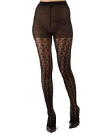MeMoi Women's Textured Cotton Rich inverted Crochet Fashion Tights MTF08952