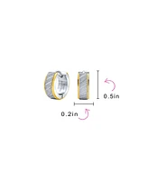 Bling Jewelry Earrings Carved Hoop Huggie Rose Gold & Silver Stainless Steel