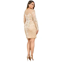 Lara Women's Long Sleeve Cocktail Dress with V-Neckline