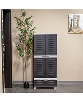 Lockable Storage Cabinet - Indoor or Outdoor Utility Storage Cabinet with 3 Adjustable Shelves - 57.5" H - Garage, Office, Home, Laundry Room