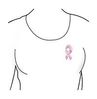 Bling Jewelry Crystal Accent Enamel Pink Ribbon Breast Cancer Survivor Brooch Pin Silver Gold Plated