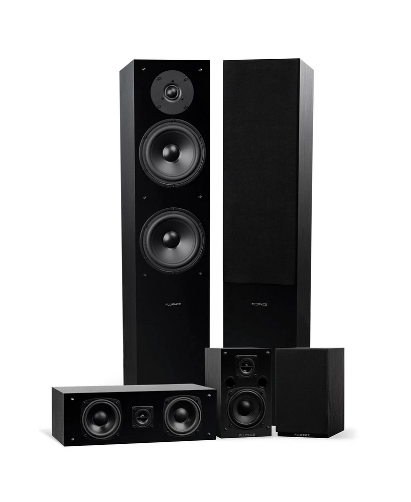 Fluance Elite High Definition Surround Sound Home Theater 5.0 Channel Speaker System including Floorstanding Towers, Center and Rear