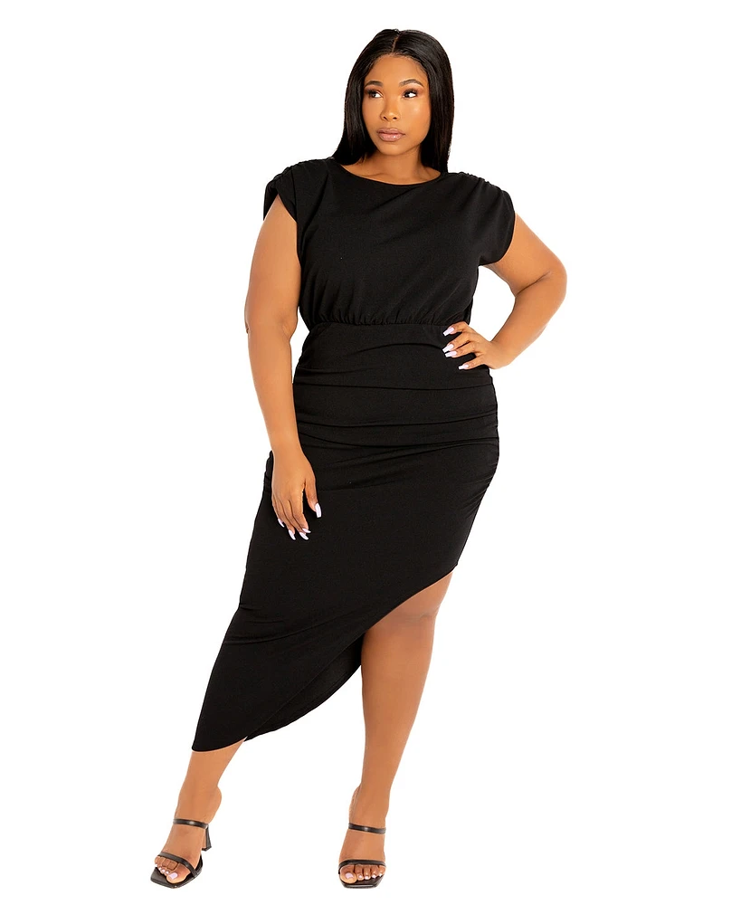 Buxom Couture Plus Sleeveless Asymmetrical Ruched Dress
