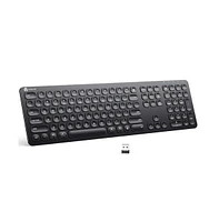 GKA38B Rechargeable Wireless Keyboard, 2.4G Full Size, Black