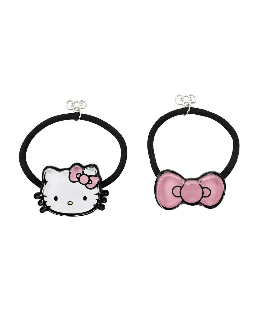 Hello Kitty Character & Bow 2-Piece Stretchy Hair Tie Set