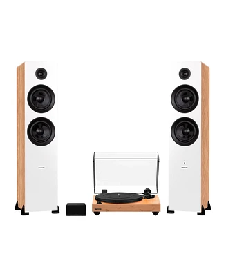 Fluance RT82 Reference High Fidelity Vinyl Turntable (Piano Black), PA10 Phono Preamp and Ai81 Powered Floorstanding Speakers (Black Ash), Ortofon OM1