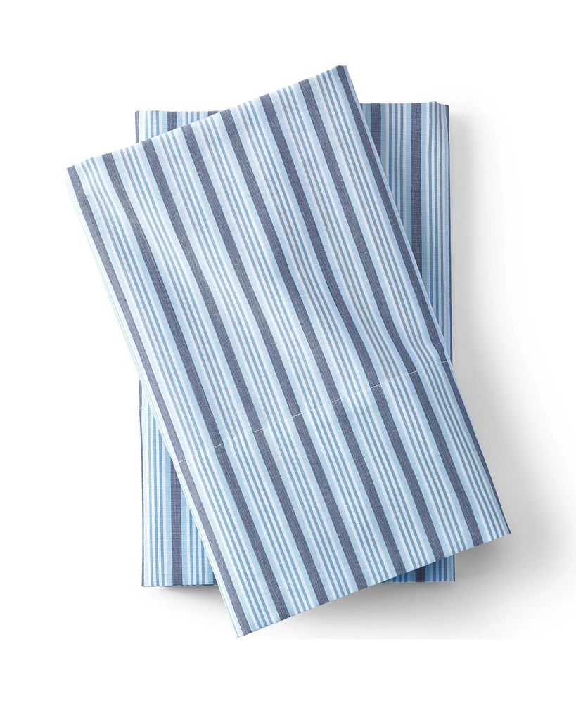 Lands' End 300 Thread Count Cotton Percale Yarn-Dyed Pillowcases