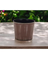 Textural Tone On Tone Plastic Pot Planter For Indoor Outdoor