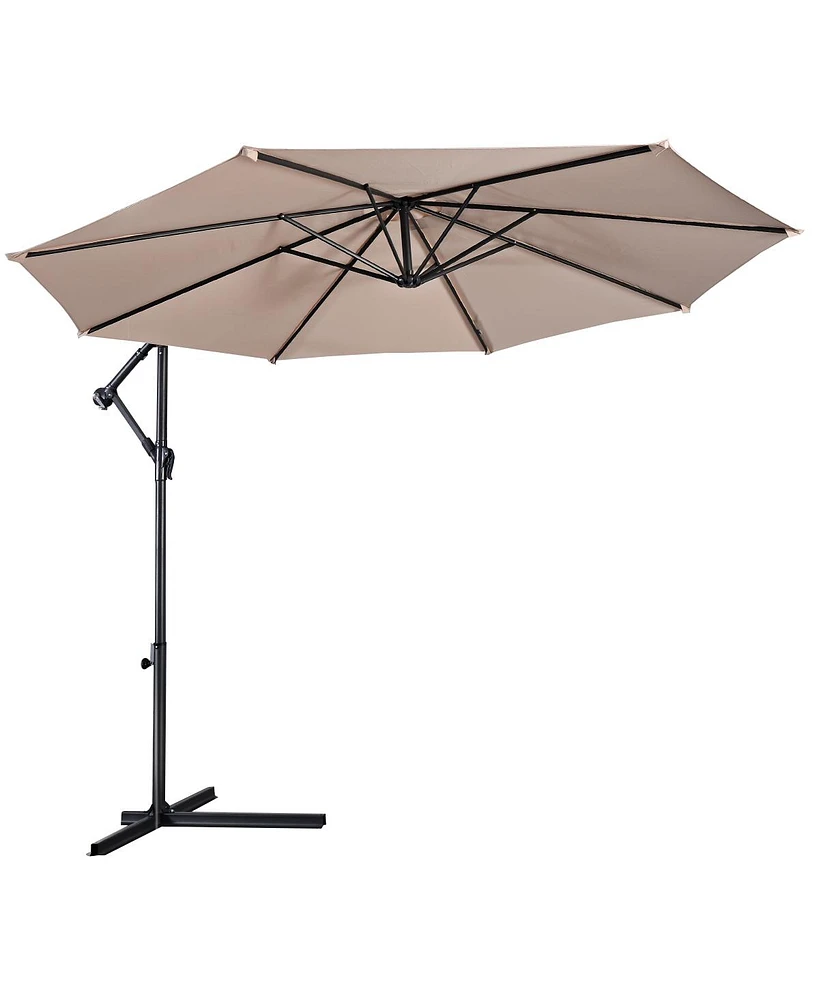 Gymax 10' Hanging Umbrella Outdoor Patio Market Banana Offset