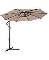 Gymax 10' Hanging Umbrella Outdoor Patio Market Banana Offset