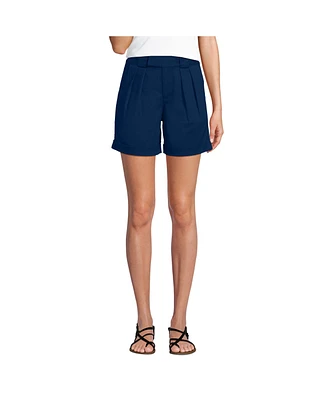 Lands' End Women's Chino High Rise Pleated 7" Shorts