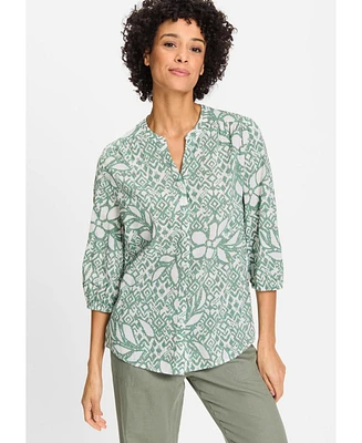 Olsen Women's Ikat Print Tunic Shirt