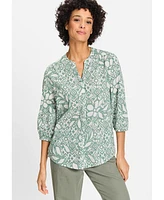 Olsen Women's Ikat Print Tunic Shirt