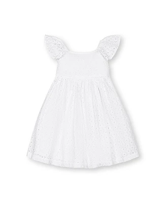 Hope & Henry Little Girls Organic Flutter Sleeve Eyelet Dress