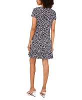 Msk Women's Vine-Print Short-Sleeve Shift Dress