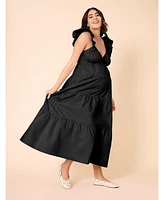 Motherhood Maternity Ruffle Sleeve Tie-Back Maxi Dress