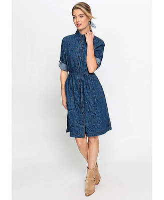 Olsen Women's Paisley Denim Shirt Dress