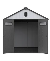 Mondawe 810Ft Resin Plastic Outdoor Storage Shed For Backyard Garden Big Spire Tool Storage