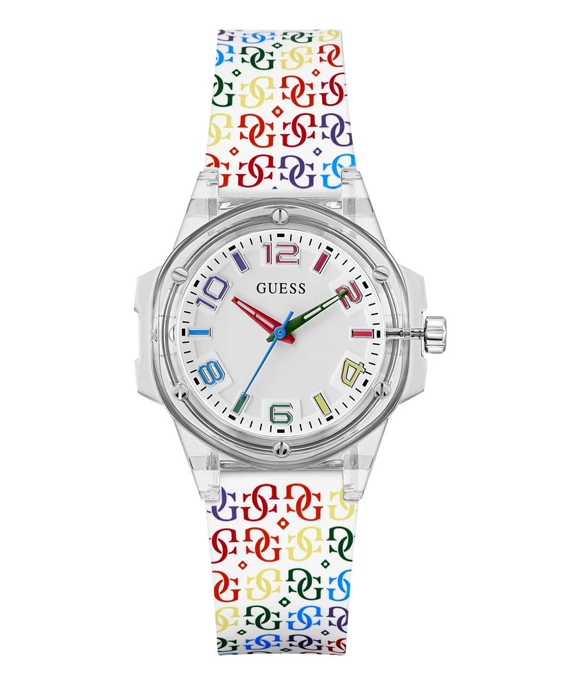 Guess Women's Analog Clear Silicone Strap Watch, 34mm
