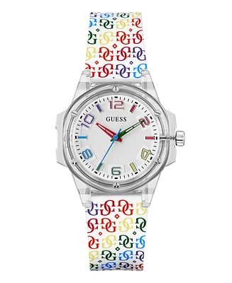 Guess Women's Analog Clear Silicone Strap Watch, 34mm