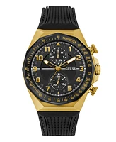 Guess Men's Multi-Function Black Silicone Strap Watch, 46mm