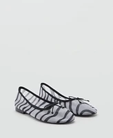 Mango Women's Animal Print Mesh Ballerina Flats