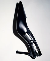 Mango Women's Pointed Toe Leather Heeled Shoes