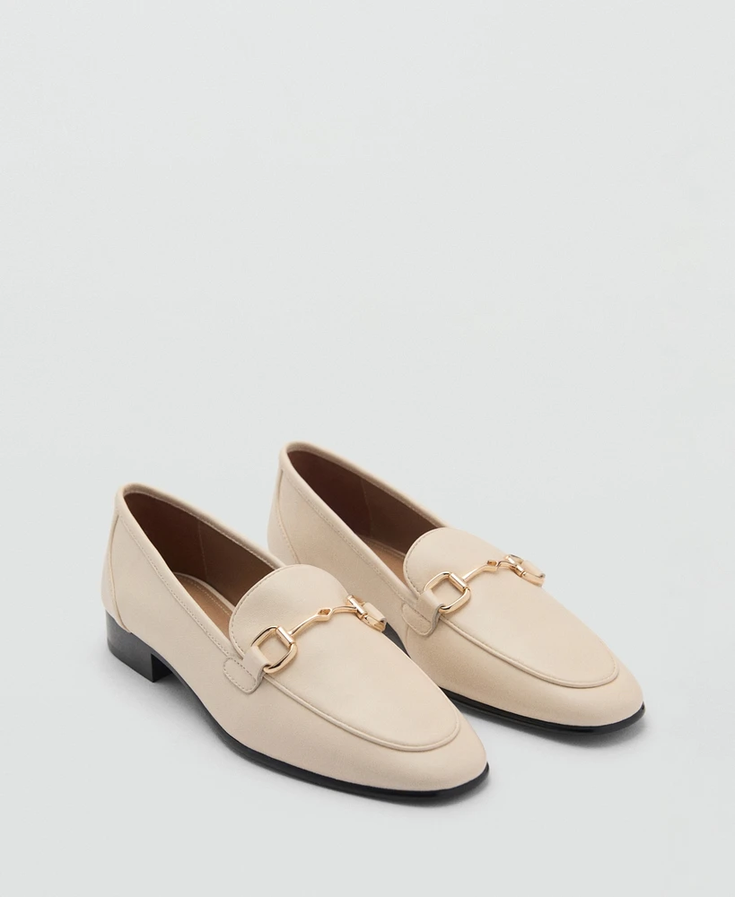 Mango Women's Buckle Leather Moccasins Shoes
