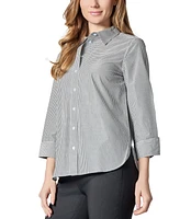 Kasper Women's Gingham Button-Front 2/3-Sleeve Shirt