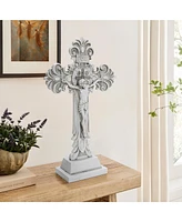 LuxenHome Off White Polyresin Holy Cross Jesus Crucifix 1.6-Feet Tall Statue