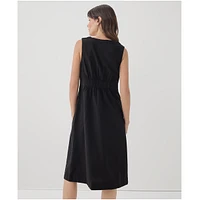Pact Women's Organic Cotton Canopy Linen Blend Button-Front Dress