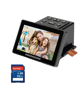 Magnasonic 25MP Film Scanner with Large 5" Display & Hdmi and 32GB SanDisk Sd Card, Converts 35mm/126/110/Super 8 Film & 135/126/110 Slides into Digit