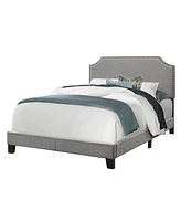 Modern Full Upholstered Bed Frame in Faux Leather with Wood Support