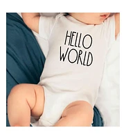 Sweet Wink Baby Girl and Boy Hello World Short Sleeve Bodysuit